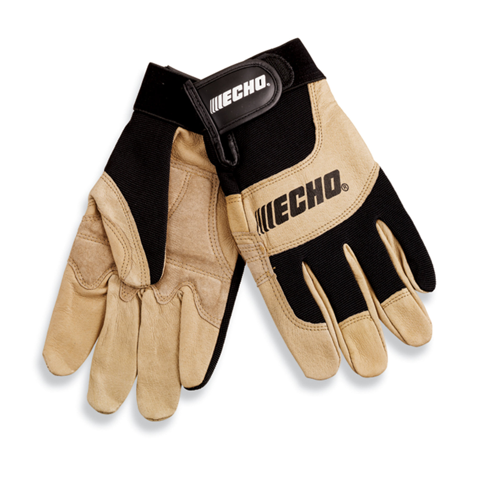 ECHO, Vibration-Reducing Landscape Gloves Premium leather w/padded foam palms, hook and loop wrist closure, Size Large, Model #103942198